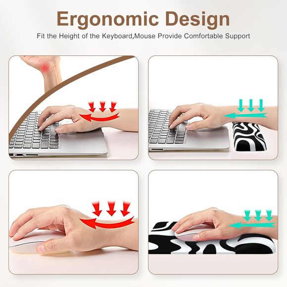 Large 4pc Set Ergonomic Gaming Mouse pad Keyboard Wrist Rest, Mouse Wrist Rest - Picture 3 of 12